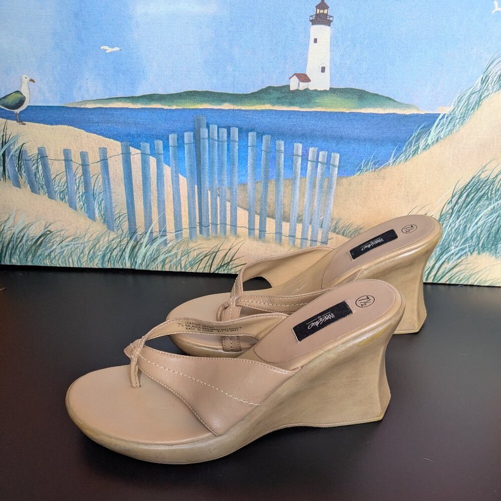Mossimo Tan Wedge Leather Sandals
